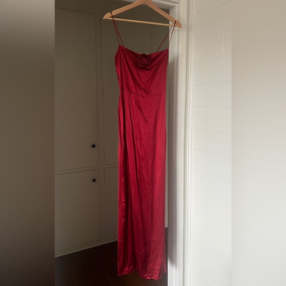 Reformation Silk Sangre Rosette Frankie Dress